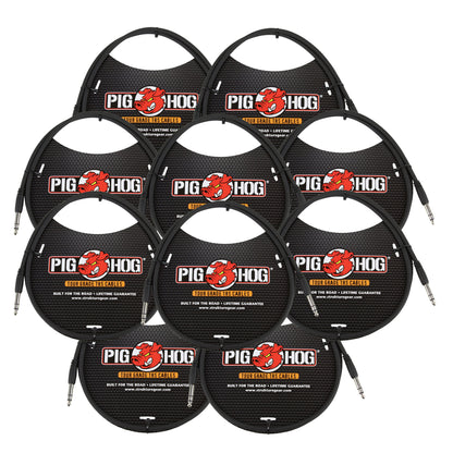 Pig Hog 3ft 1/4" TRS - 1/4" TRS Cable - 10 Units