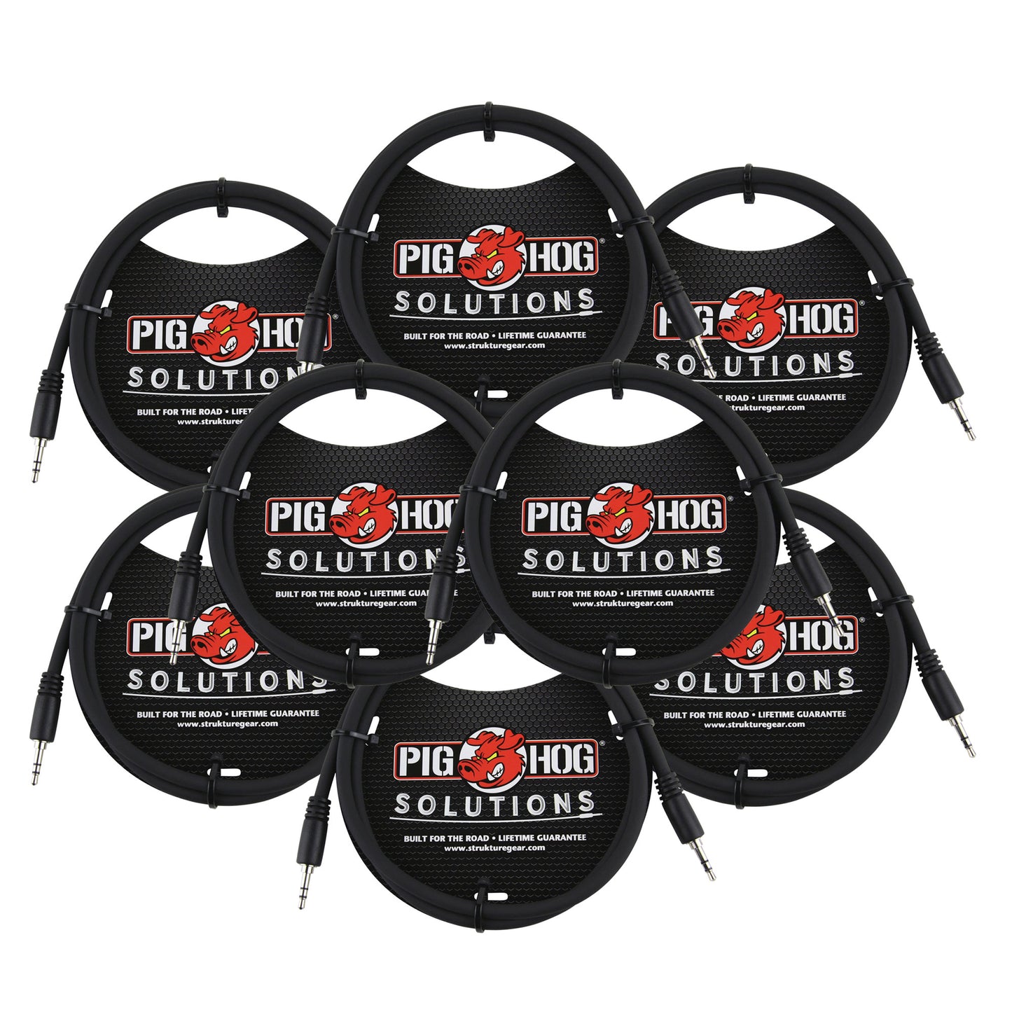 Pig Hog Solutions 3.5mm TRS to 3.5mm TRS Adapter Cable, 9ft - 8 Units