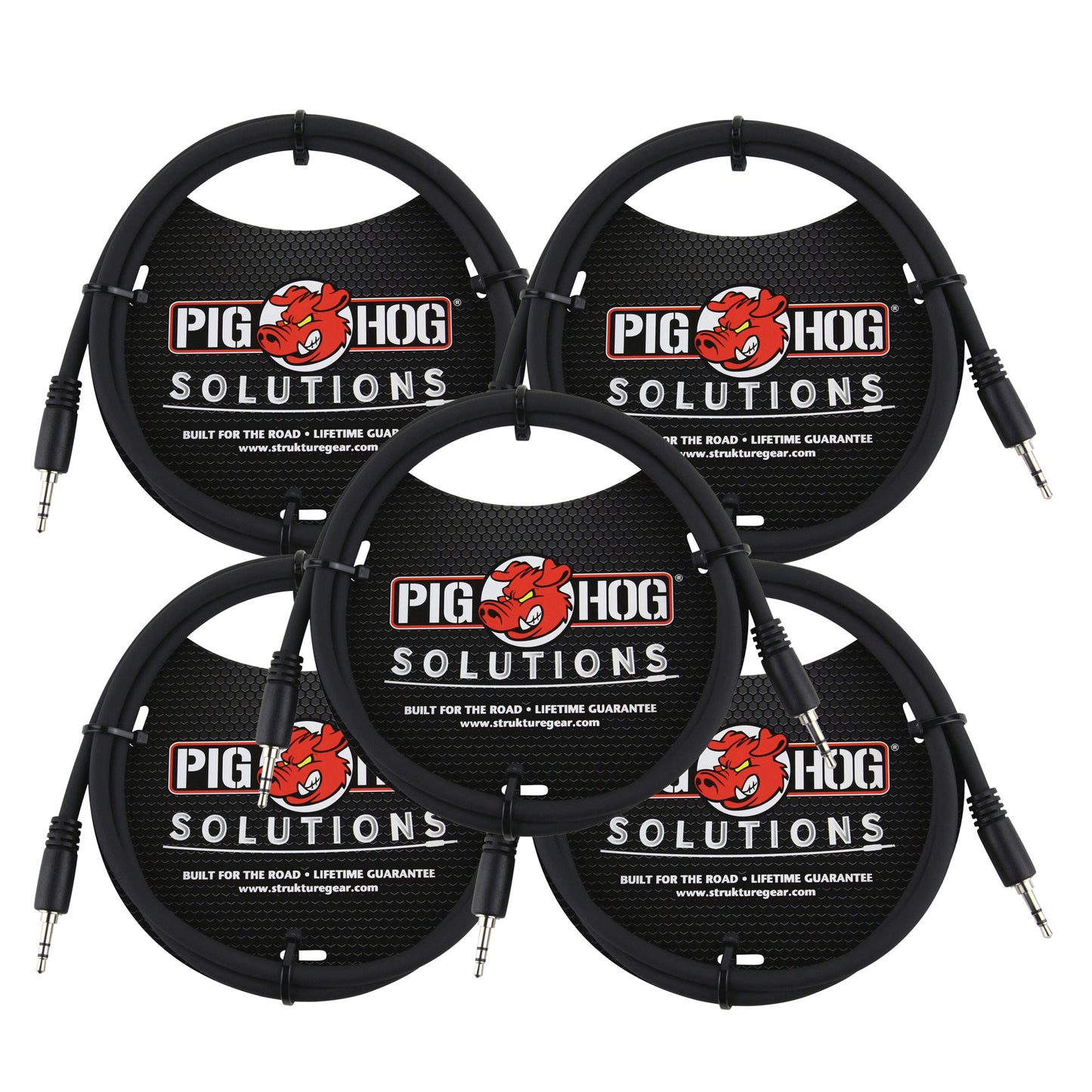 Pig Hog Solutions 3.5mm TRS to 3.5mm TRS Adapter Cable, 9ft - 5 Units