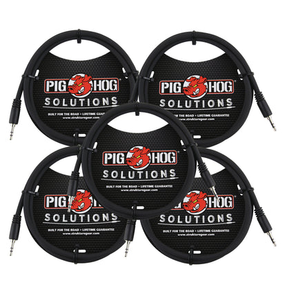 Pig Hog Solutions 3.5mm TRS to 3.5mm TRS Adapter Cable, 9ft - 5 Units