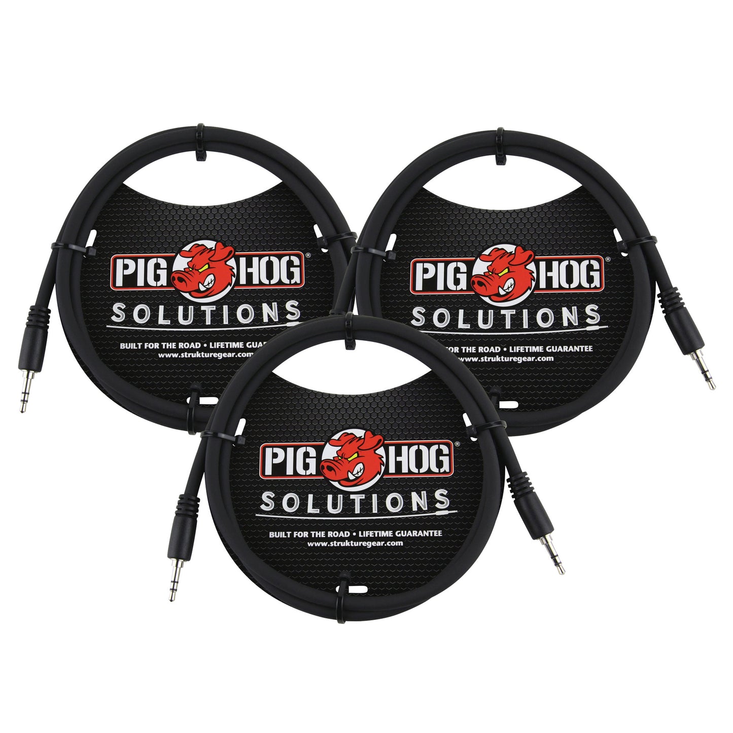 Pig Hog Solutions 3.5mm TRS to 3.5mm TRS Adapter Cable, 9ft - 3 Units