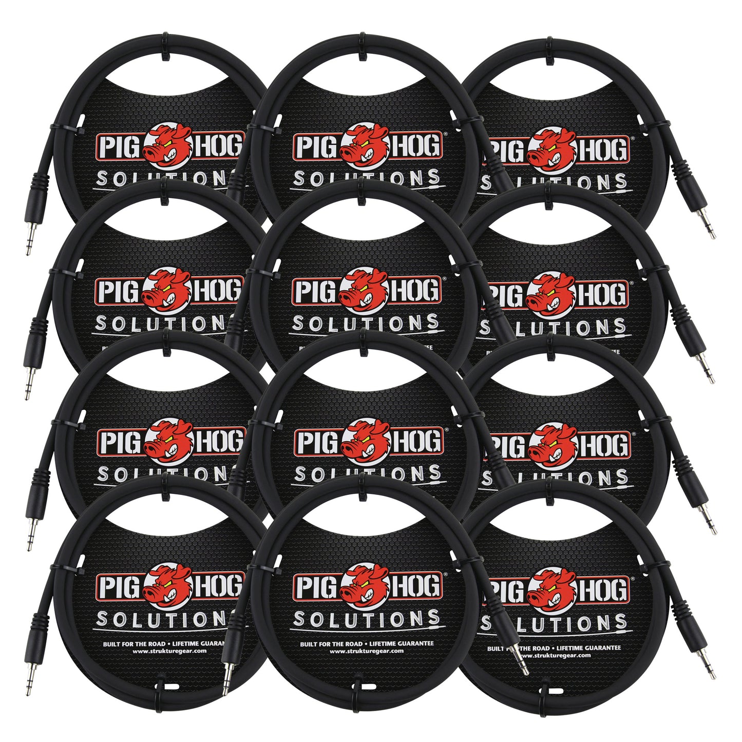 Pig Hog Solutions 3.5mm TRS to 3.5mm TRS Adapter Cable, 9ft - 12 Units