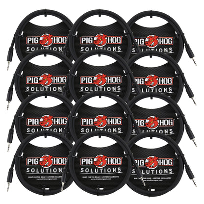 Pig Hog Solutions 3.5mm TRS to 3.5mm TRS Adapter Cable, 9ft - 12 Units