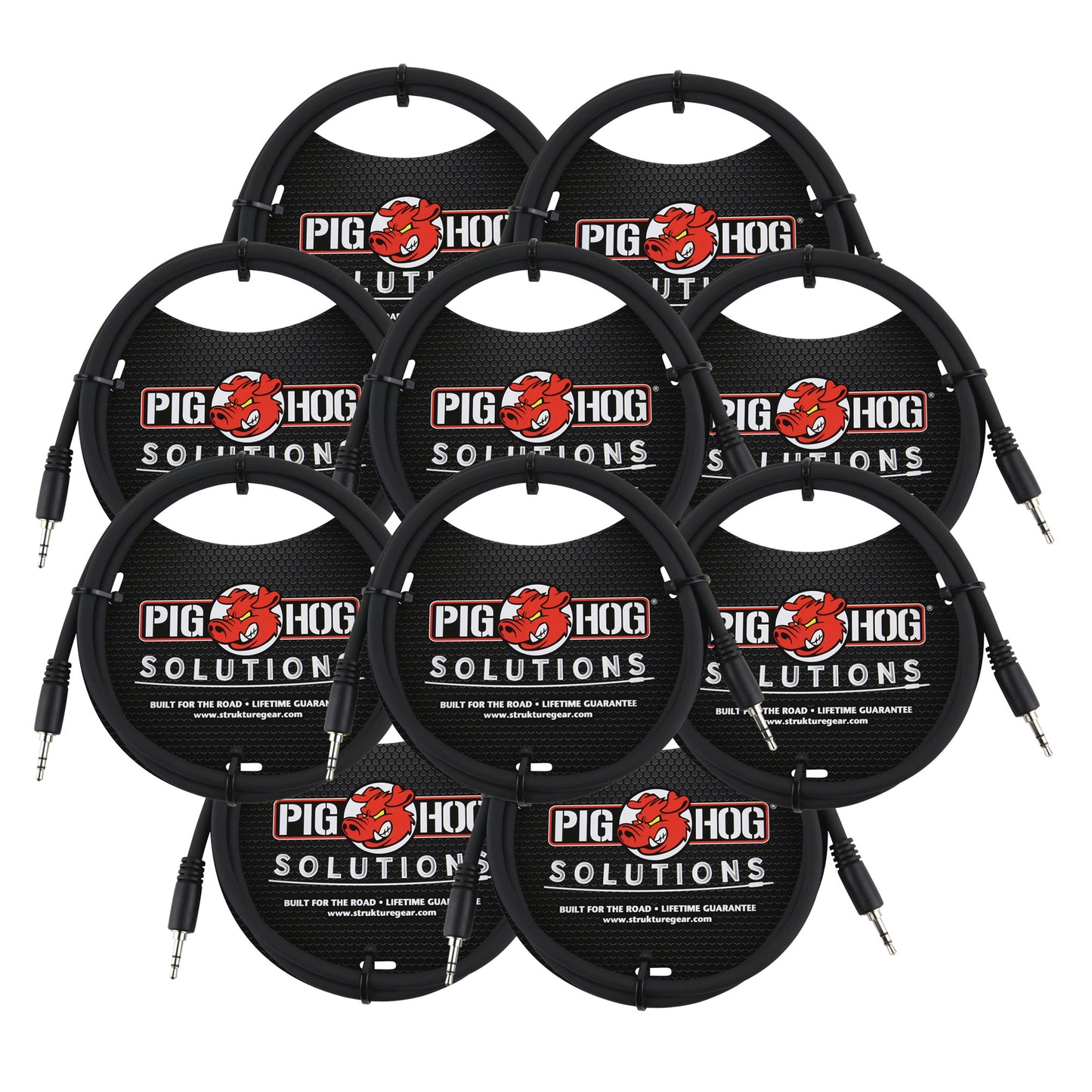 Pig Hog Solutions 3.5mm TRS to 3.5mm TRS Adapter Cable, 9ft - 10 Units