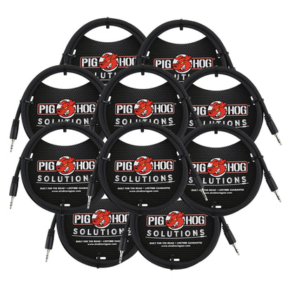 Pig Hog Solutions 3.5mm TRS to 3.5mm TRS Adapter Cable, 9ft - 10 Units