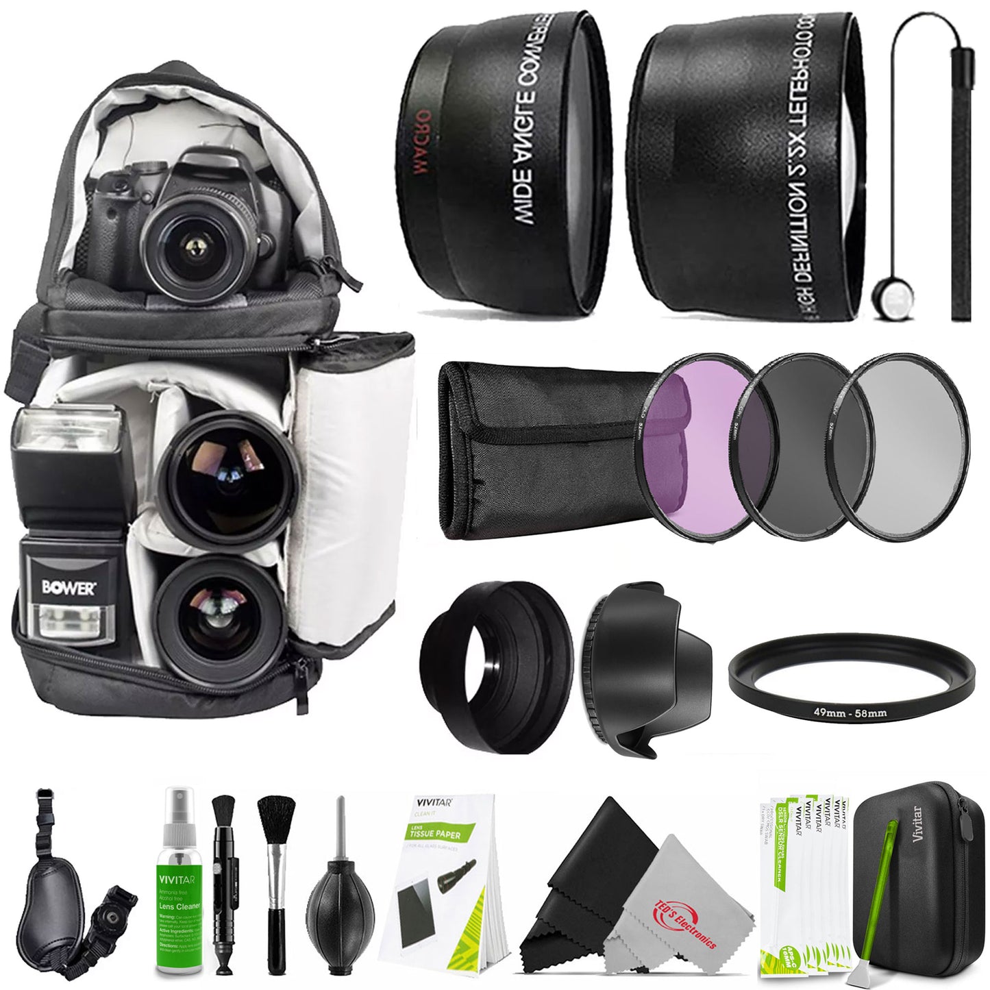 49mm Complete Versatile Accessory Kit for Canon EOS R100, R50, R10, R7 with 18-45mm Lens