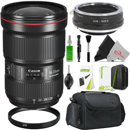 Canon EF 16-35mm f/2.8L III USM Lens Bundle for EOS R Cameras – Includes Adapter, UV Filters, Cleaning Kit and Case