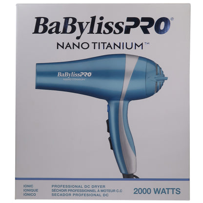 BaByliss Pro Nano Titanium Lightweight Ionic Hair Dryer BNT5548 (Blue) with Babyliss Pro Nano Titanium 1" Spring Curling Iron