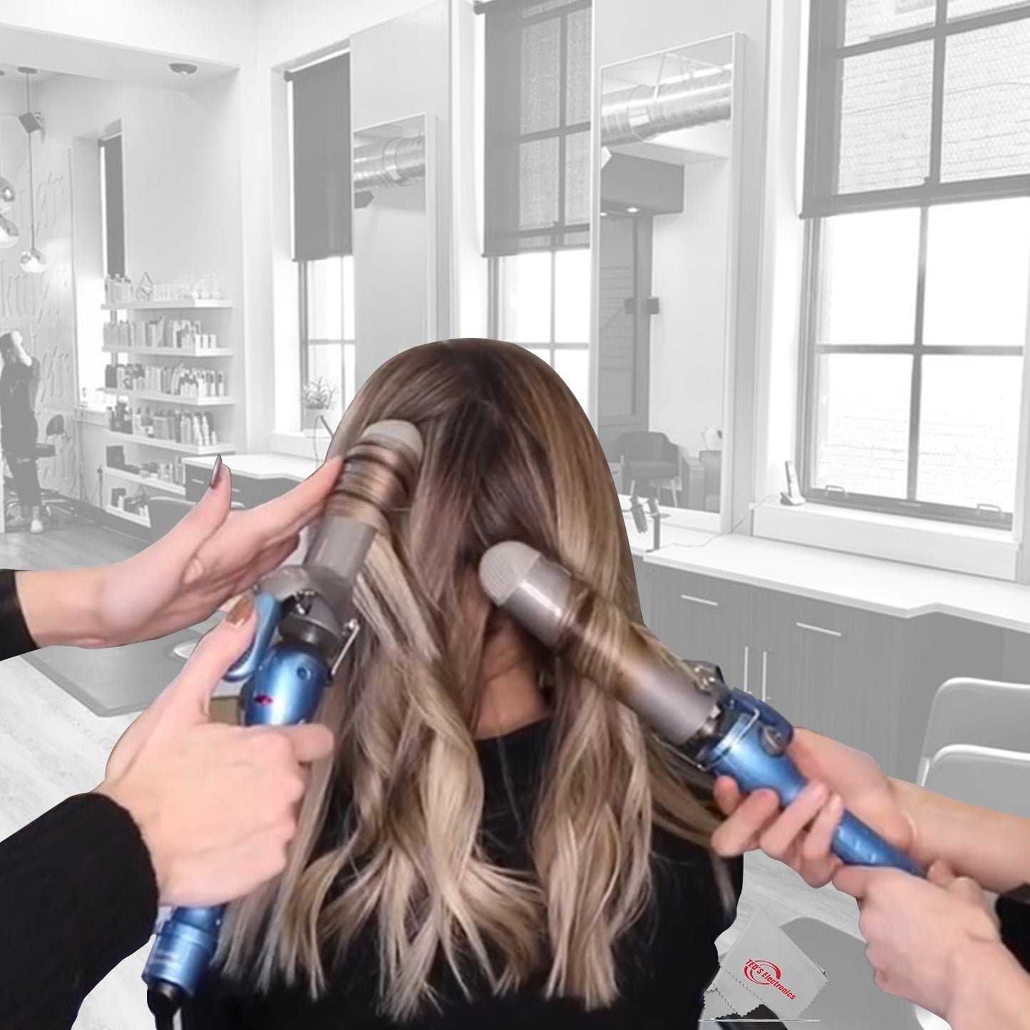 BaByliss Pro Nano Titanium Lightweight Ionic Hair Dryer BNT5548 (Blue) with Babyliss Pro Nano Titanium 1" Spring Curling Iron