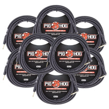 Pig Hog Tour Grade 18.5ft 1/4" - 1/4" 8mm Instrument Cable Straight to Right Angle Connectors - 8 Pack