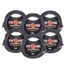 Pig Hog Tour Grade 18.5ft 1/4" - 1/4" 8mm Instrument Cable Straight to Right Angle Connectors - 6 Pack