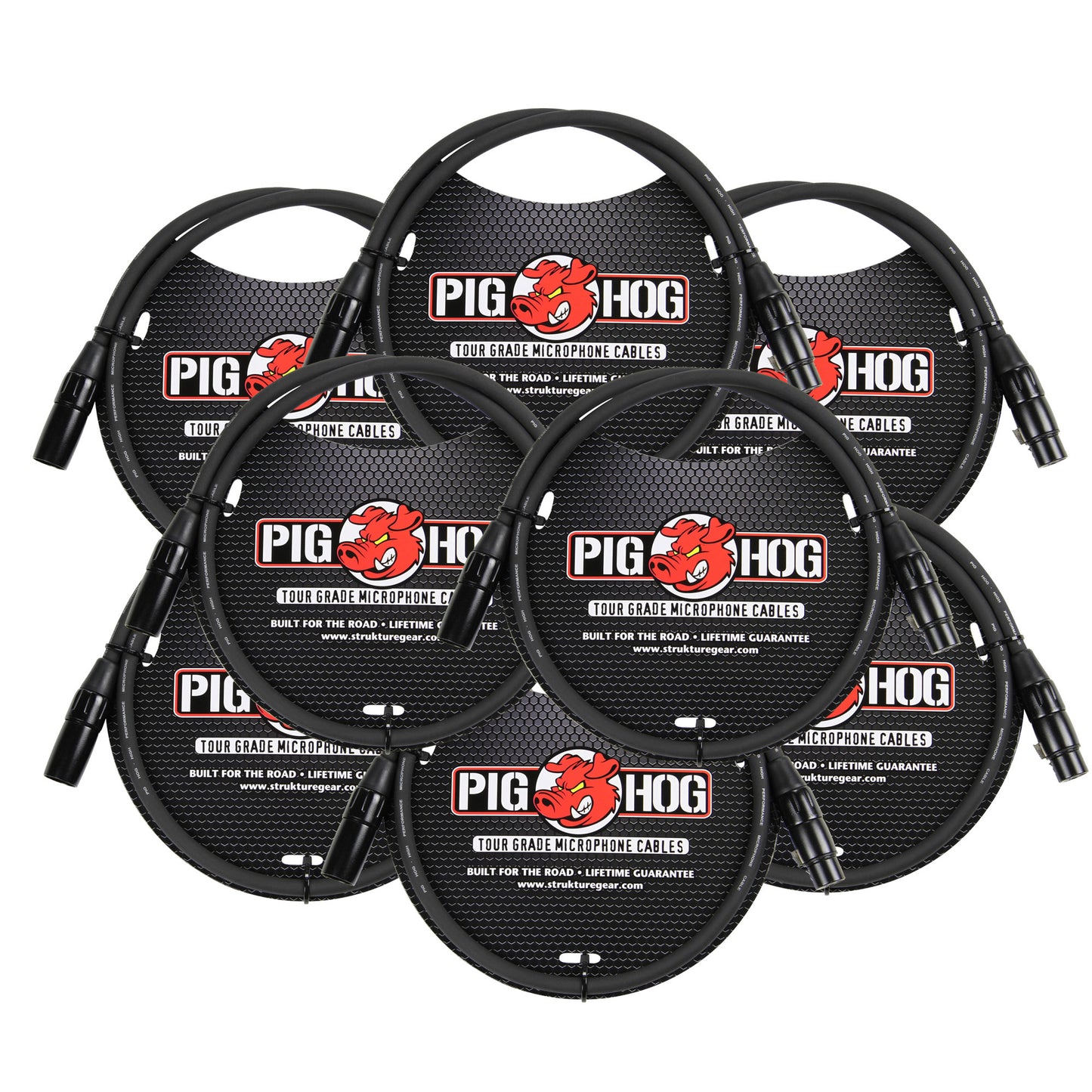 Pig Hog 8mm XLR Microphone Cable Male to Female 3 Ft Fully Balanced Premium Mic Cable - 8 Pack