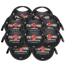 Pig Hog 8mm XLR Microphone Cable Male to Female 3 Ft Fully Balanced Premium Mic Cable - 10 Pack