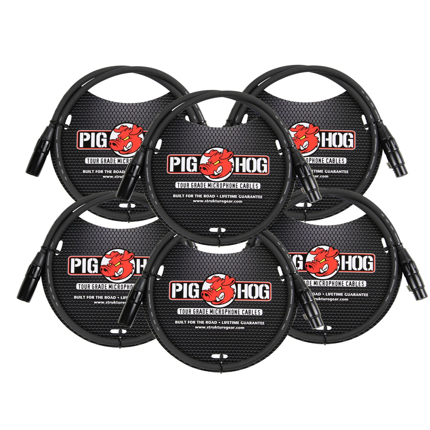 Pig Hog 8mm XLR Microphone Cable Male to Female 3 Ft Fully Balanced Premium Mic Cable - 6 Pack