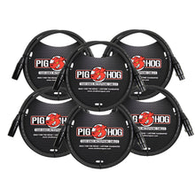 Pig Hog 8mm XLR Microphone Cable Male to Female 3 Ft Fully Balanced Premium Mic Cable - 6 Pack