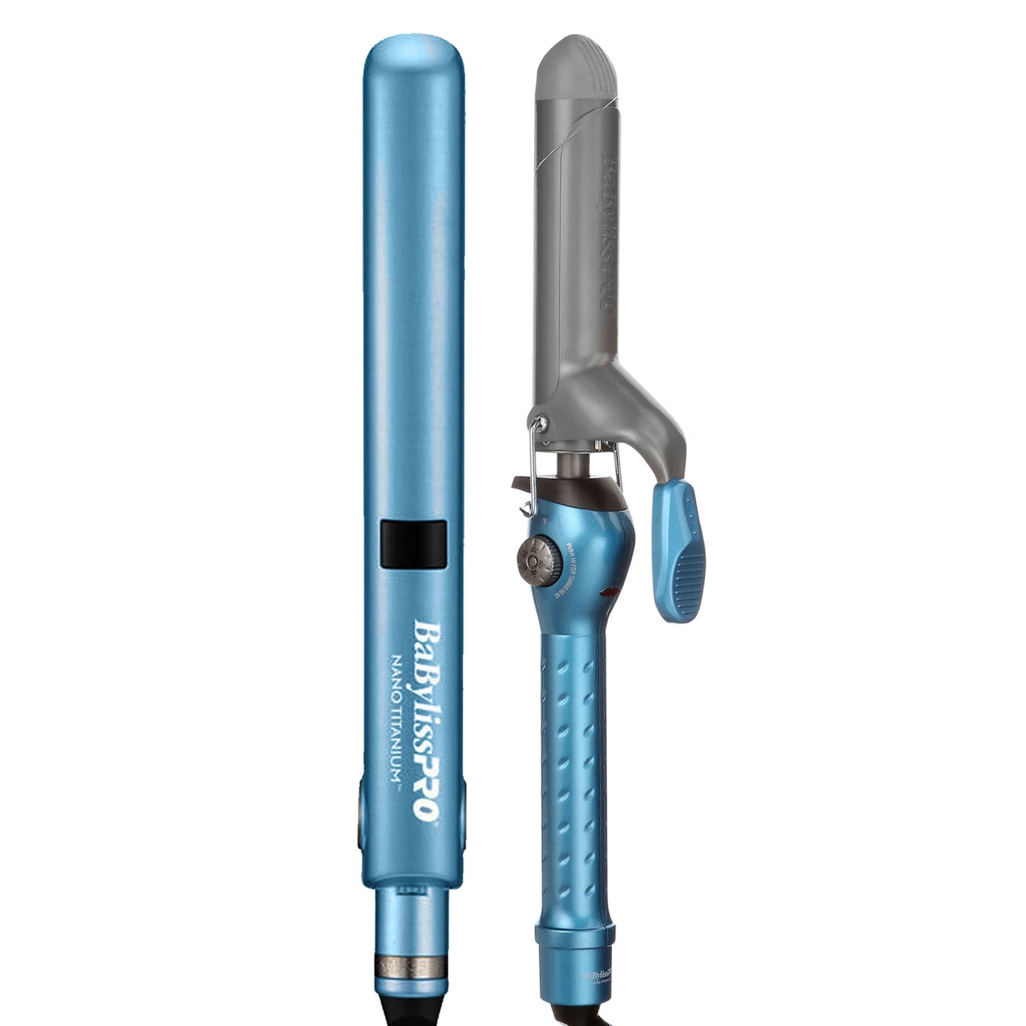 Babyliss Pro Nano Titanium Digital 1" Flat Iron BNT4095TUC with 1 1/4" Spring Curling Iron BNT125S