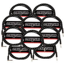 Strukture Instrument Cable 10ft. Right Angle (Black/Silver) - 10 Pack