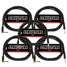 Strukture Instrument Cable 10ft. Right Angle (Black/Silver) - 5 Pack