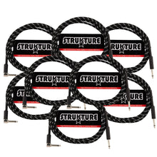 Strukture Instrument Cable 10ft. Right Angle (Black/Silver) - 8 Pack