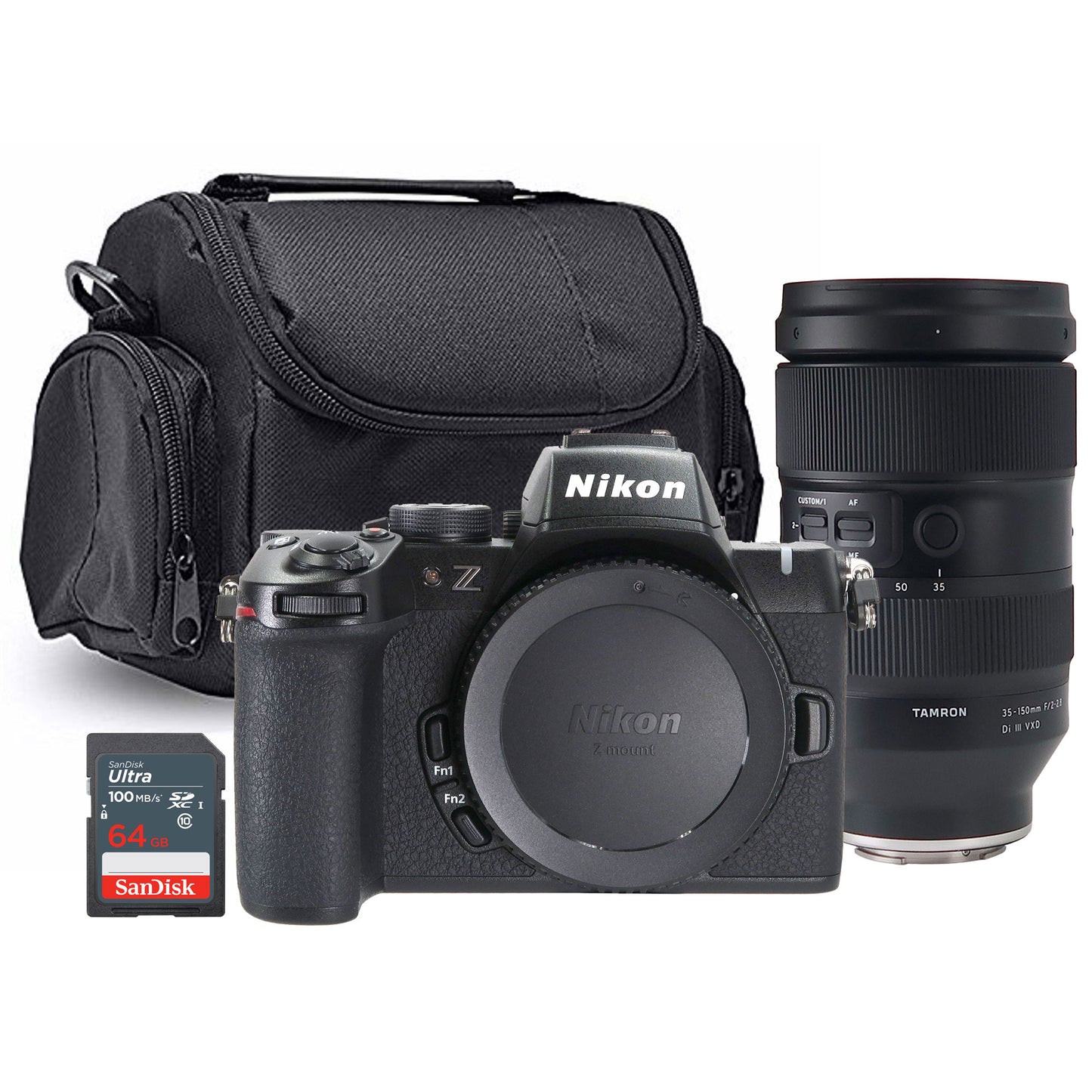 Nikon Z50 II Mirrorless Camera with Tamron 35-150mm f/2-2.8 Di III VXD Lens (Nikon Z) and SanDisk 64GB Ultra SDXC UHS I Memory Card + Case