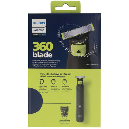 Philips Norelco OneBlade 360 Pro Hybrid Electric Trimmer QP6531/70 with OneBlade Replacement Blade QP210/80