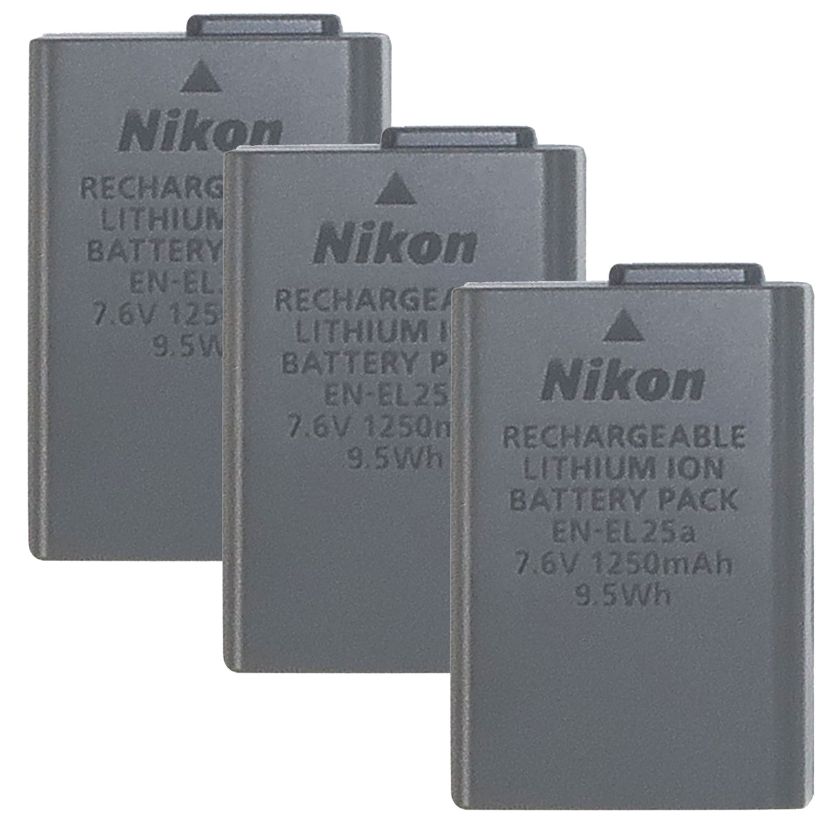 3x Nikon EN-EL25a Rechargeable Lithium-Ion Battery (7.6V, 1120mAh)