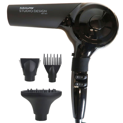 BaByliss Pro Studio Design Series Sensor Hair Dryer BCI800UC with Porcelain Ceramic Limited Edition 1" Straightening Iron, 1¼" Spring Curling Iron Set BPCPP6UC