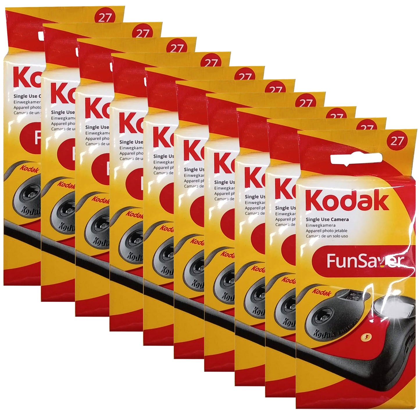 10-Pack Kodak 35mm One-Time-Use Disposable Camera (ISO 800) with Flash - 27 Exposure