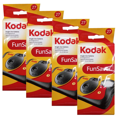 4-Pack Kodak 35mm One-Time-Use Disposable Camera (ISO 800) with Flash - 27 Exposure