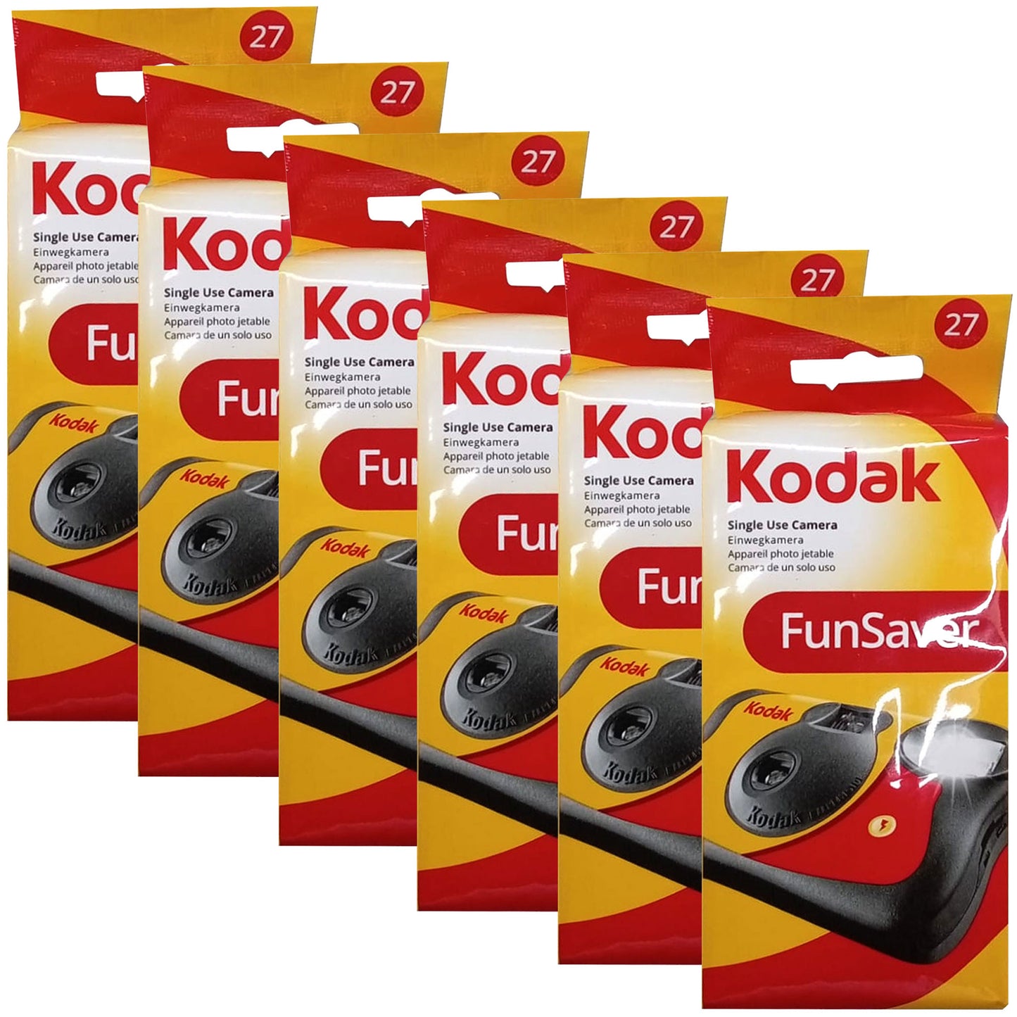 6-Pack Kodak 35mm One-Time-Use Disposable Camera (ISO 800) with Flash - 27 Exposure