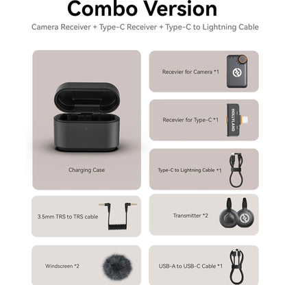 Hollyland Lark M2S Combo Wireless Lavalier Microphone for iPhone/Camera/Android