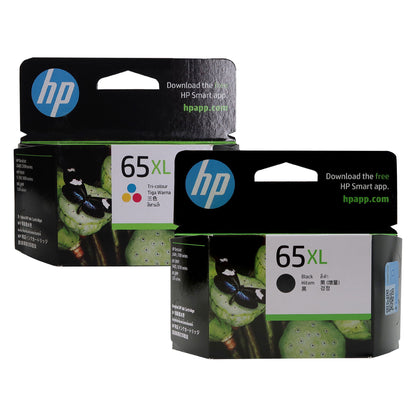 HP 65XL Tri-color Original Ink Cartridge N9K03AA with 65XL Black Original Ink Cartridge N9K04AA