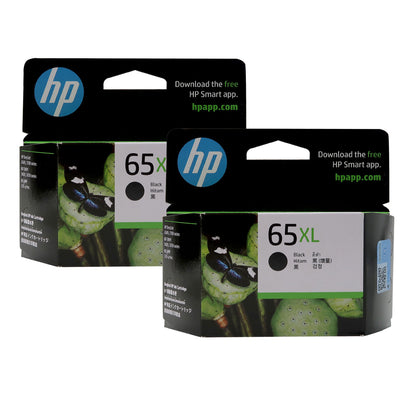 2 Pack HP High Yield 65XL Black Original Ink Cartridge, N9K04AA