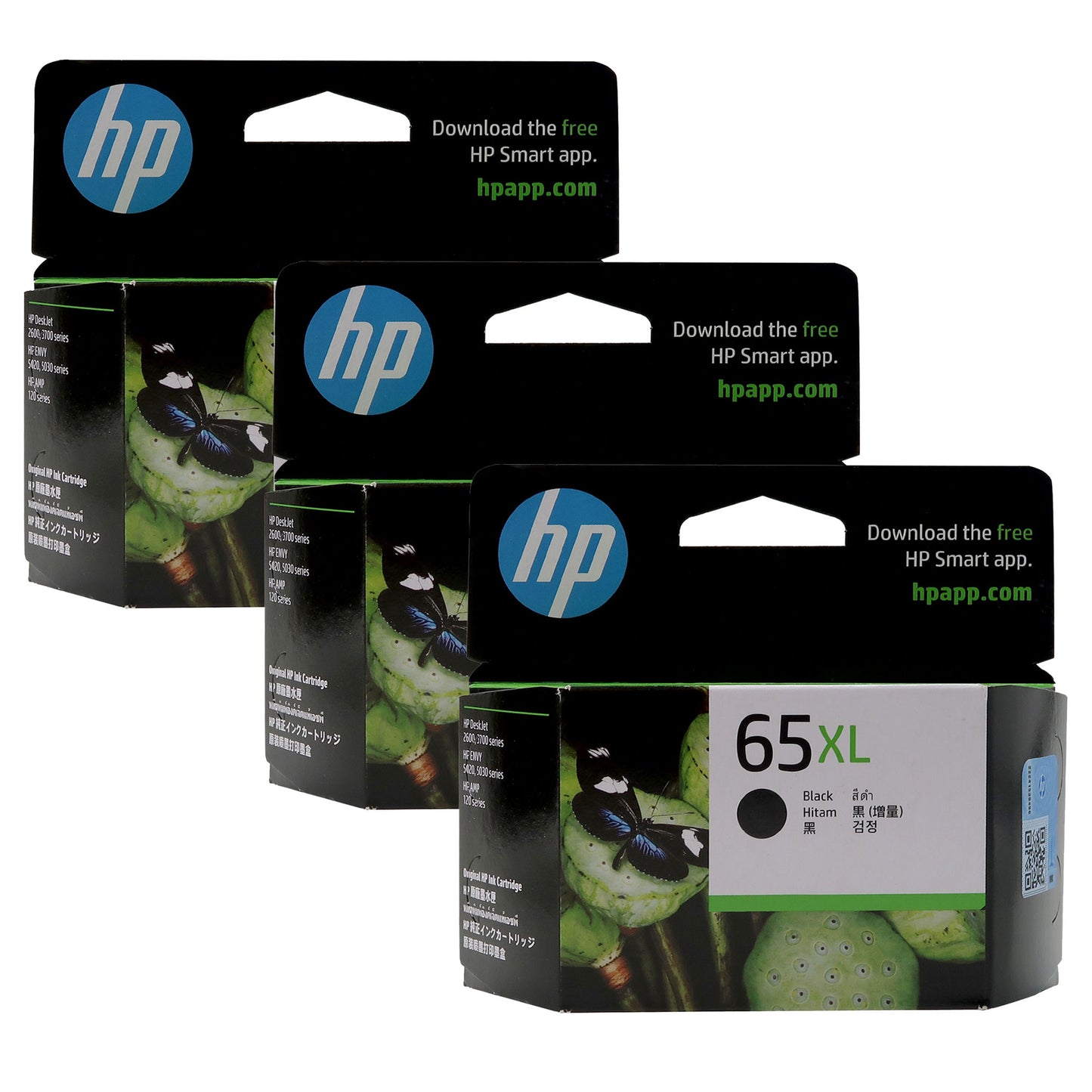 3 Pack HP High Yield 65XL Black Original Ink Cartridge, N9K04AA