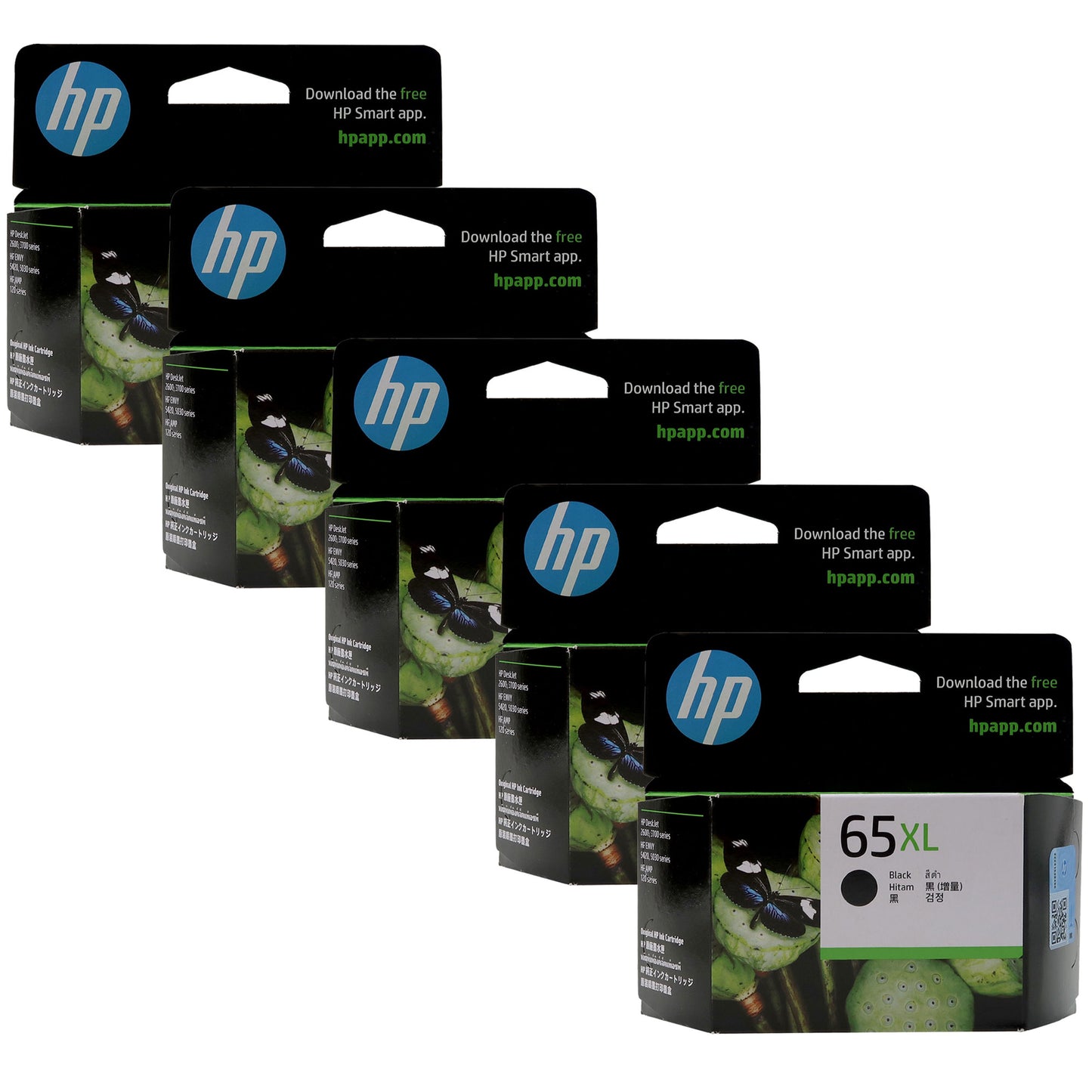 5 Pack HP High Yield 65XL Black Original Ink Cartridge, N9K04AA