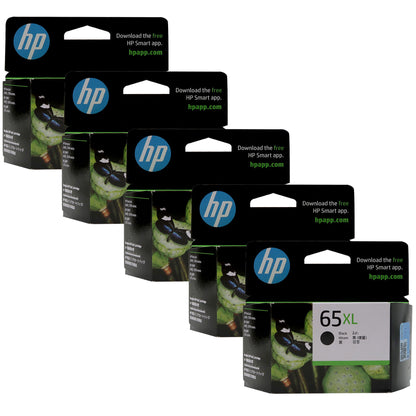 5 Pack HP High Yield 65XL Black Original Ink Cartridge, N9K04AA