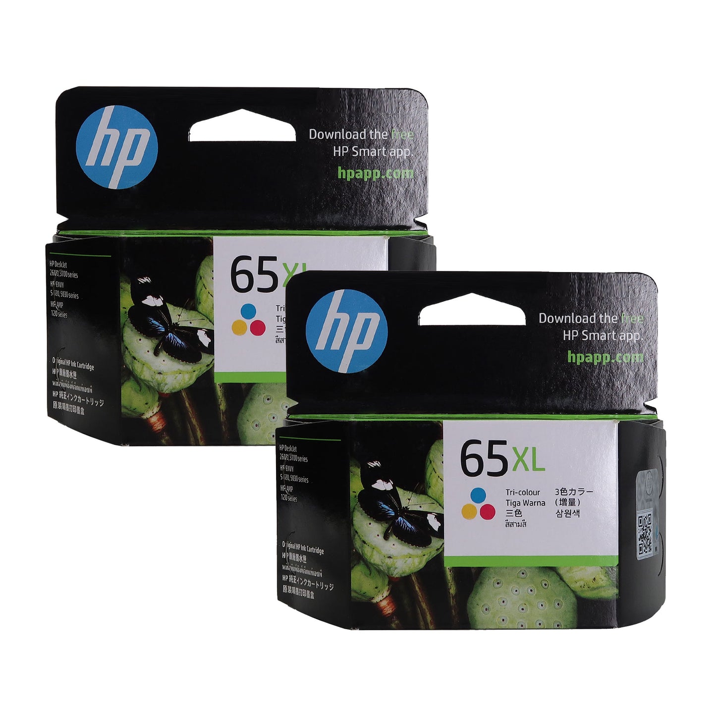 2 Pack HP 65XL Tri-color Original Ink Cartridge, N9K03AA