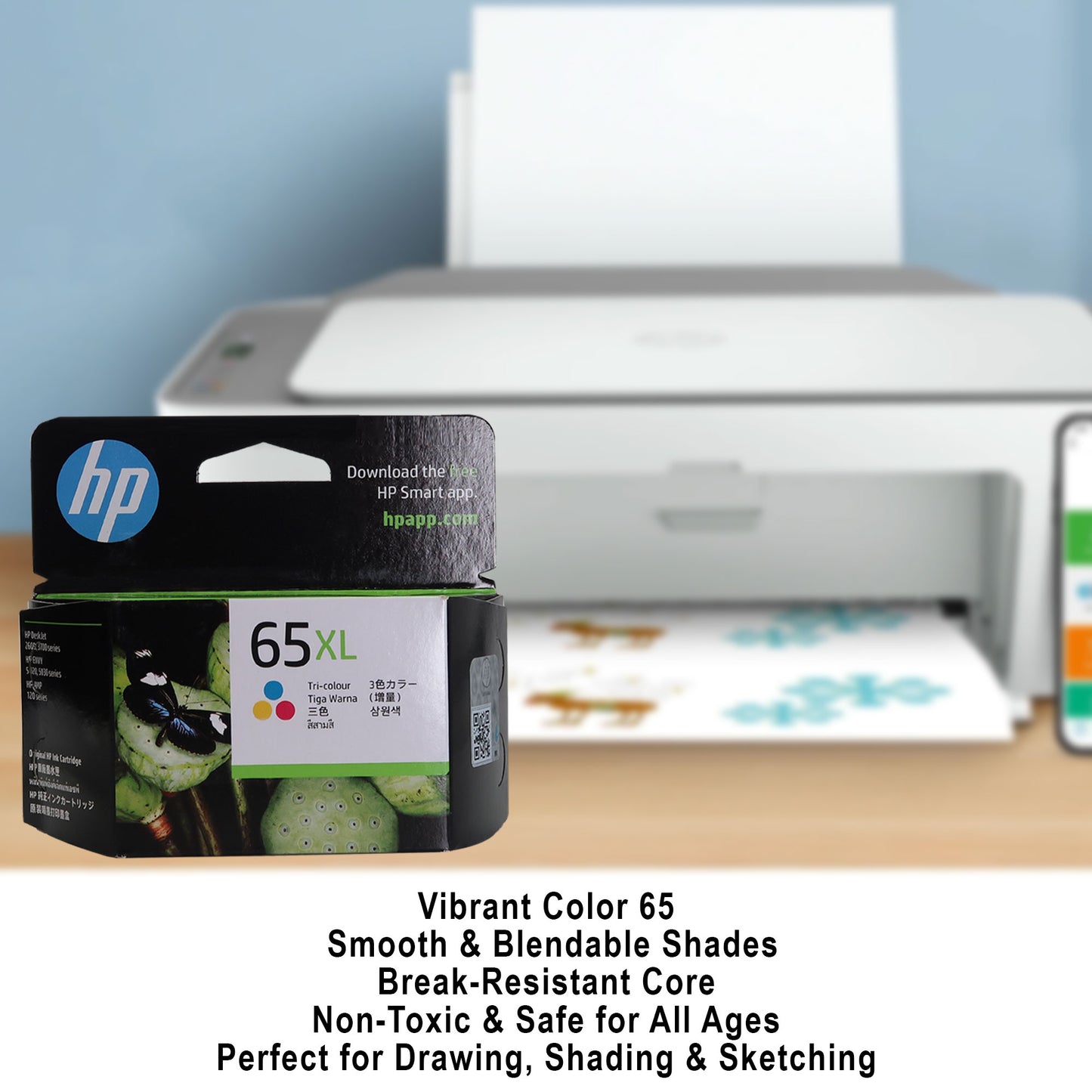 5 Pack HP 65XL Tri-color Original Ink Cartridge, N9K03AA