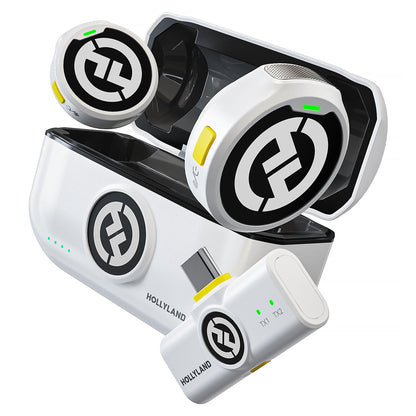 Hollyland LARK M2 DUO 2-Person Wireless Microphone System with USB-C Connector (2.4 GHz, Ivory White)