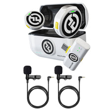 Hollyland LARK M2 DUO 2-Person Wireless Microphone System with USB-C Connector (2.4 GHz, Ivory White) + 2x Hollyland Lavalier Microphone: Omni Sound, Wide Compatibility (3.5mm)