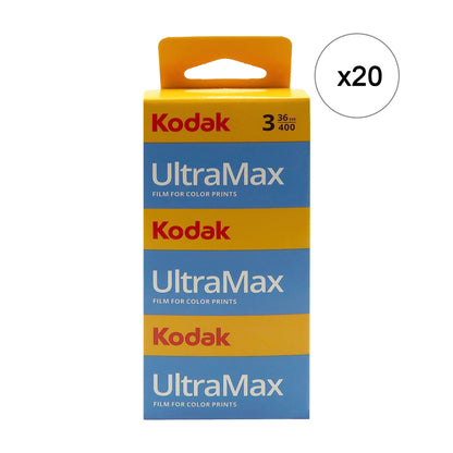 20x Kodak UltraMax 400 Color Negative Film (35mm Roll Film, 36 Exposures, 3-Pack)