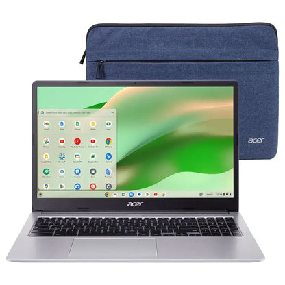 Acer Chromebook 315 15.6" Full HD Laptop - Intel Celeron N4500, 4GB LPDDR4X, 64GB eMMC (Sparkly Silver) with Protective Case