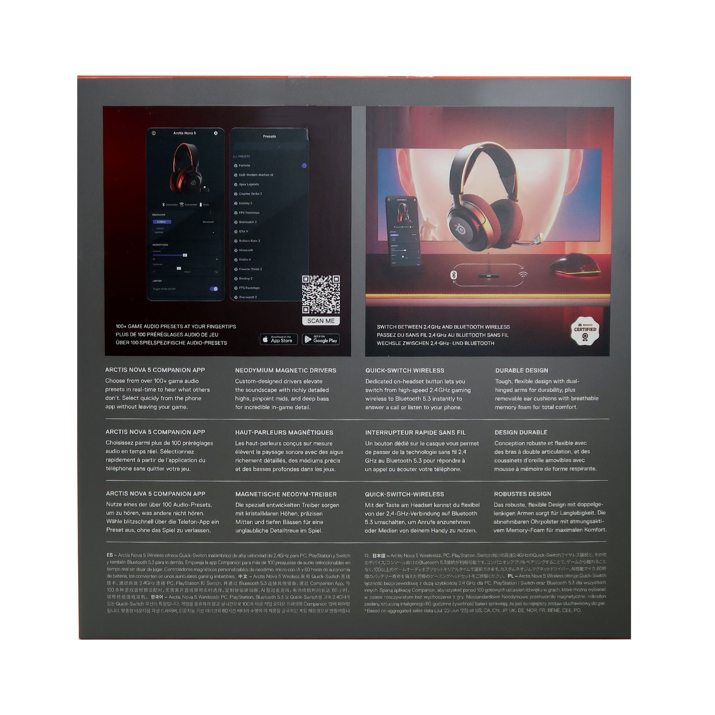 SteelSeries Arctis Nova 5 Wireless Gaming Headset PC PS5 PS4 Nintendo Switch Mobile Black