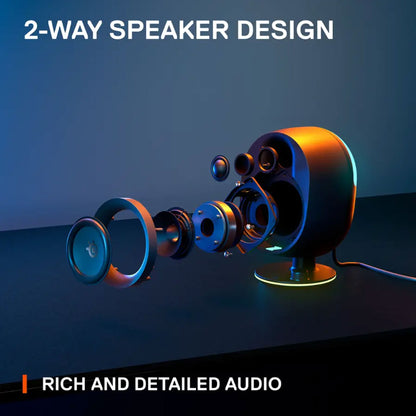 SteelSeries Arena 7 Reactive RGB Illuminated 2.1 Gaming Speakers with Powerful Bass, Subwoofer, and Bluetooth - For PC, PlayStation, Mobile