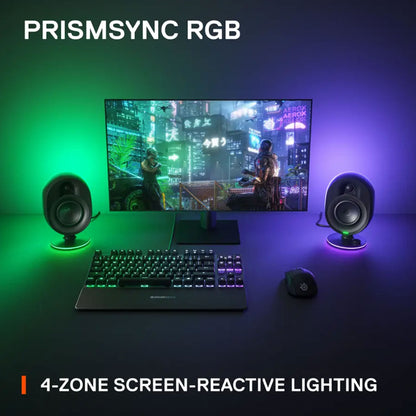 SteelSeries Arena 7 Reactive RGB Illuminated 2.1 Gaming Speakers with Powerful Bass, Subwoofer, and Bluetooth - For PC, PlayStation, Mobile