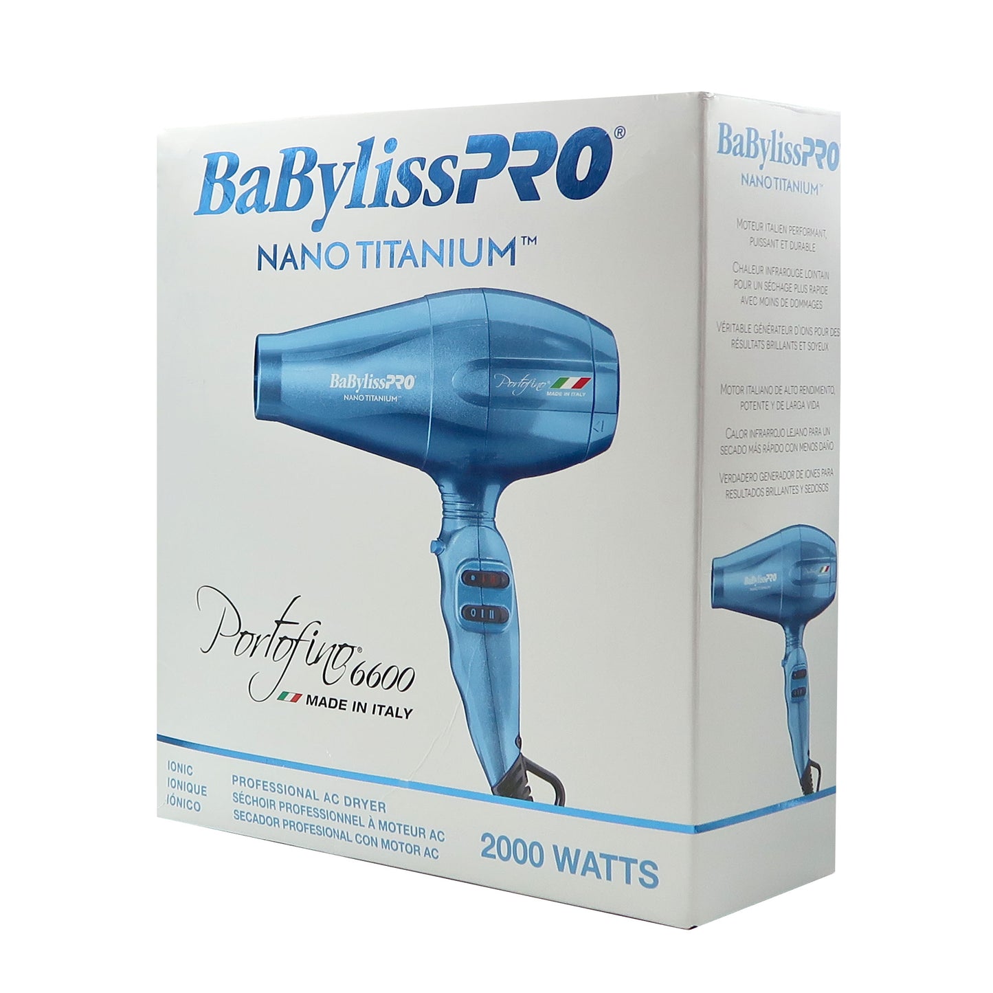 Babyliss Pro Nano Titanium Portofino 6600 Full-Size Hair Dryer BNT6610N and Conair Pro Ergo-Grip Vented Brush Collection Ergonomically Designed