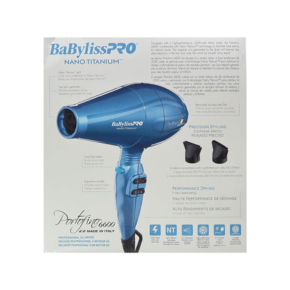 Babyliss Pro Nano Titanium Portofino 6600 Full-Size Hair Dryer BNT6610N and Conair Pro Ergo-Grip Vented Brush Collection Ergonomically Designed