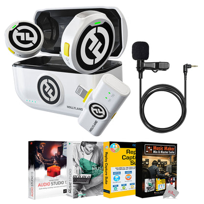 Hollyland LARK M2 DUO 2-Person Wireless Microphone System with Lightning Connector (2.4 GHz, Ivory White) Bundle