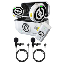 Hollyland LARK M2 DUO 2-Person Wireless Microphone System w/ Lightning Connector (Ivory White) + Lavalier Microphone Omni Sound, Wide Compatibility (3.5mm)