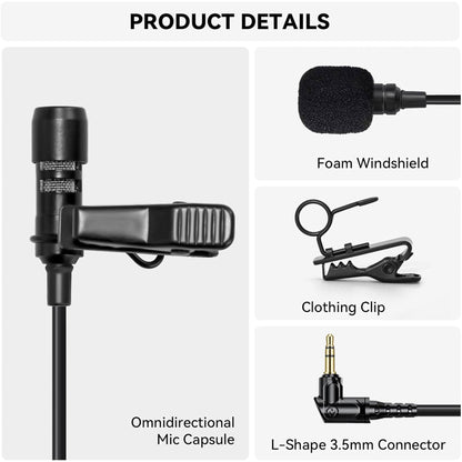 Hollyland LARK M2 DUO 2-Person Wireless Microphone System w/ Lightning Connector (Ivory White) + Lavalier Microphone Omni Sound, Wide Compatibility (3.5mm)